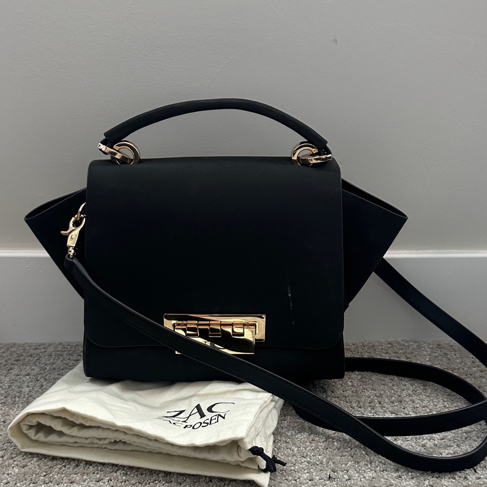 ZAC Zac Posen Black Satchel with Gold Accents